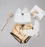 Satin and Lace Three Piece Sleepwear Set by My Secret Drawer® mysecretdrawer.co 57