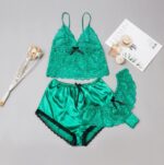 Satin and Lace Three Piece Sleepwear Set by My Secret Drawer® mysecretdrawer.co 56