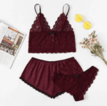 Satin and Lace Three Piece Sleepwear Set by My Secret Drawer® mysecretdrawer.co 60