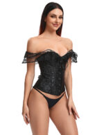 Elegant Black Off-Shoulder Lace Victorian Corset With Panties by My Secret Drawer® mysecretdrawer.co 30