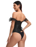 Elegant Black Off-Shoulder Lace Victorian Corset With Panties by My Secret Drawer® mysecretdrawer.co 31