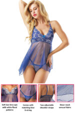 Blue Sheer Mesh Babydoll Lingerie With G String by My Secret Drawer® mysecretdrawer.co 28