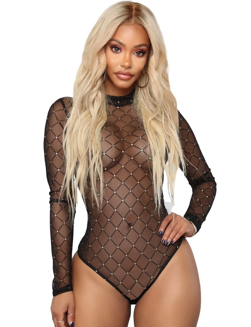 Long Sleeve Rhombus Mesh Teddy by My Secret Drawer® mysecretdrawer.co