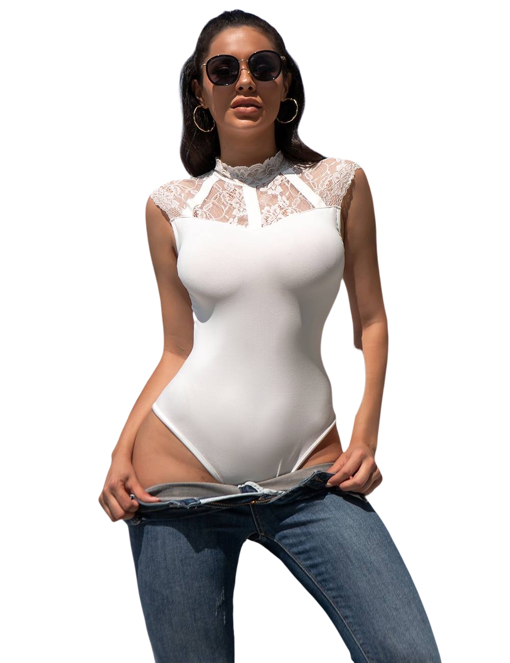 Allure Sleeveless Bodysuit With Lace Detailing by My Secret Drawer® mysecretdrawer.co