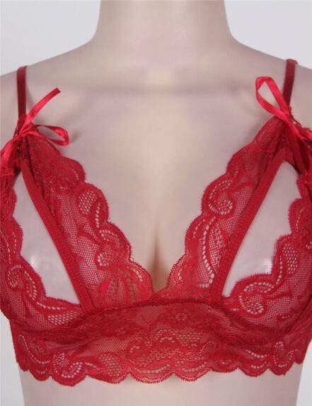Lace Booty Short and Bra Set red