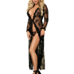 Floral Lace Full-Length Sheer Robe