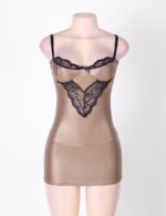 Light Brown Gorgeous Leather Look Chemise by My Secret Drawer® mysecretdrawer.co 36