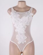 My Secret Drawer® Floral Embroidered Sheer Mesh Teddy