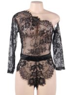 Lace Off-the-shoulder Long Sleeve Teddy