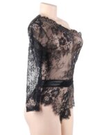 Lace Off-the-shoulder Long Sleeve Teddy